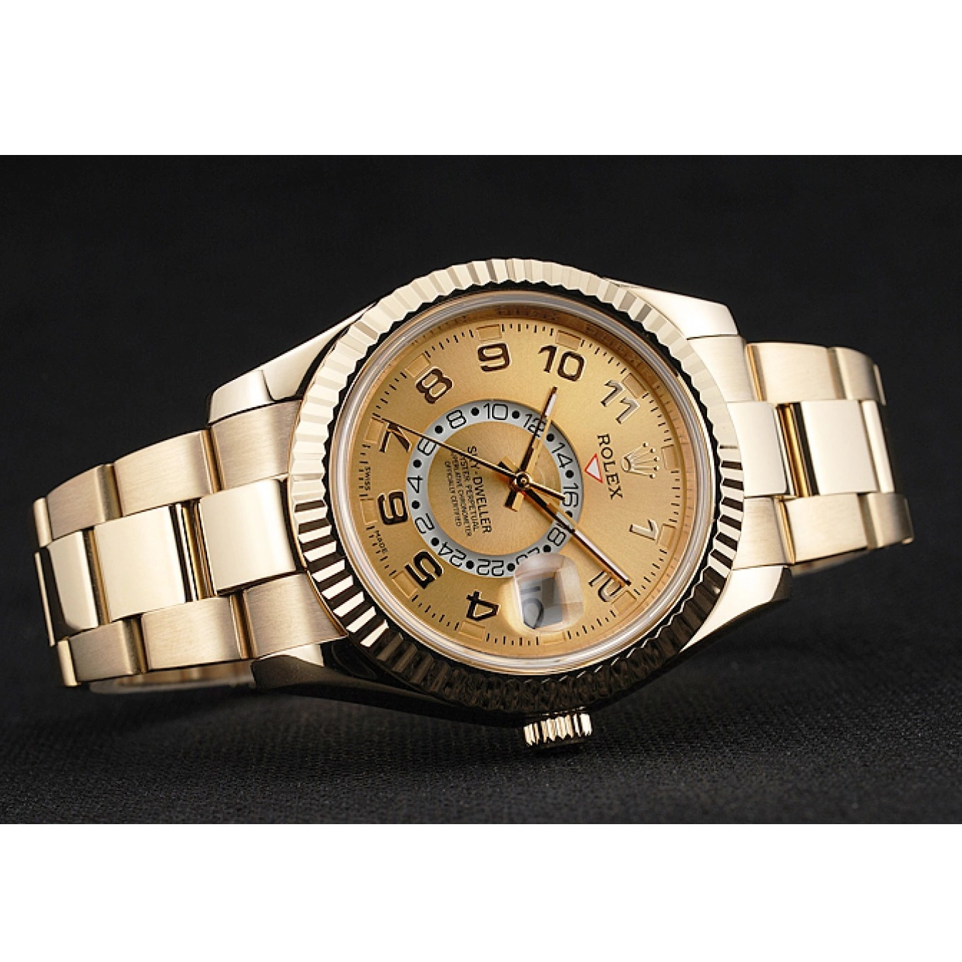Aaa replica watch Yellow 2012 Perpetual Rolex Dweller Special Edition Gold Sky 80243 Oyster 0806